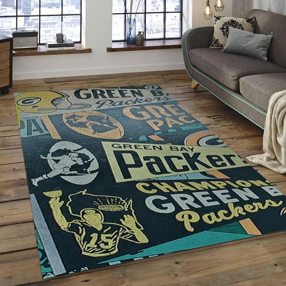 Nfl green bay packers football team logo rectangle area rug gbp33 Rectangle Rug