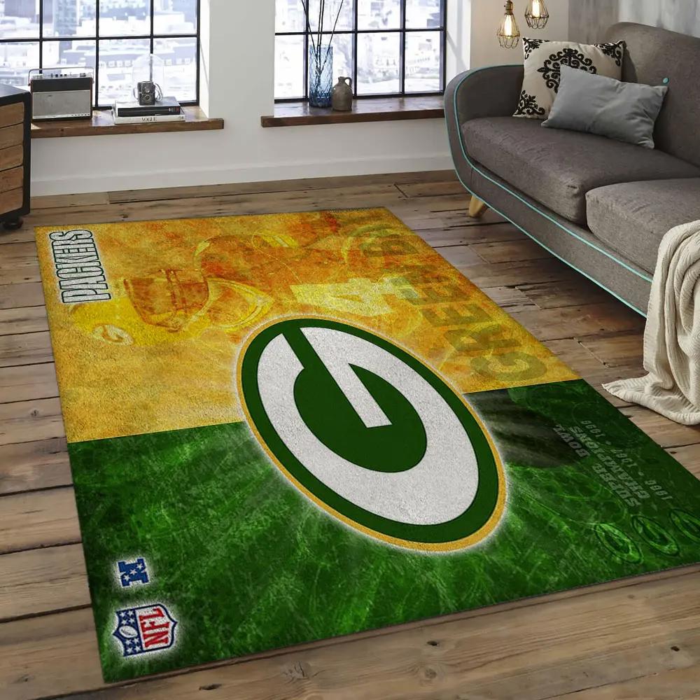 Nfl green bay packers football team logo rectangle area rug gbp39 Rectangle Rug