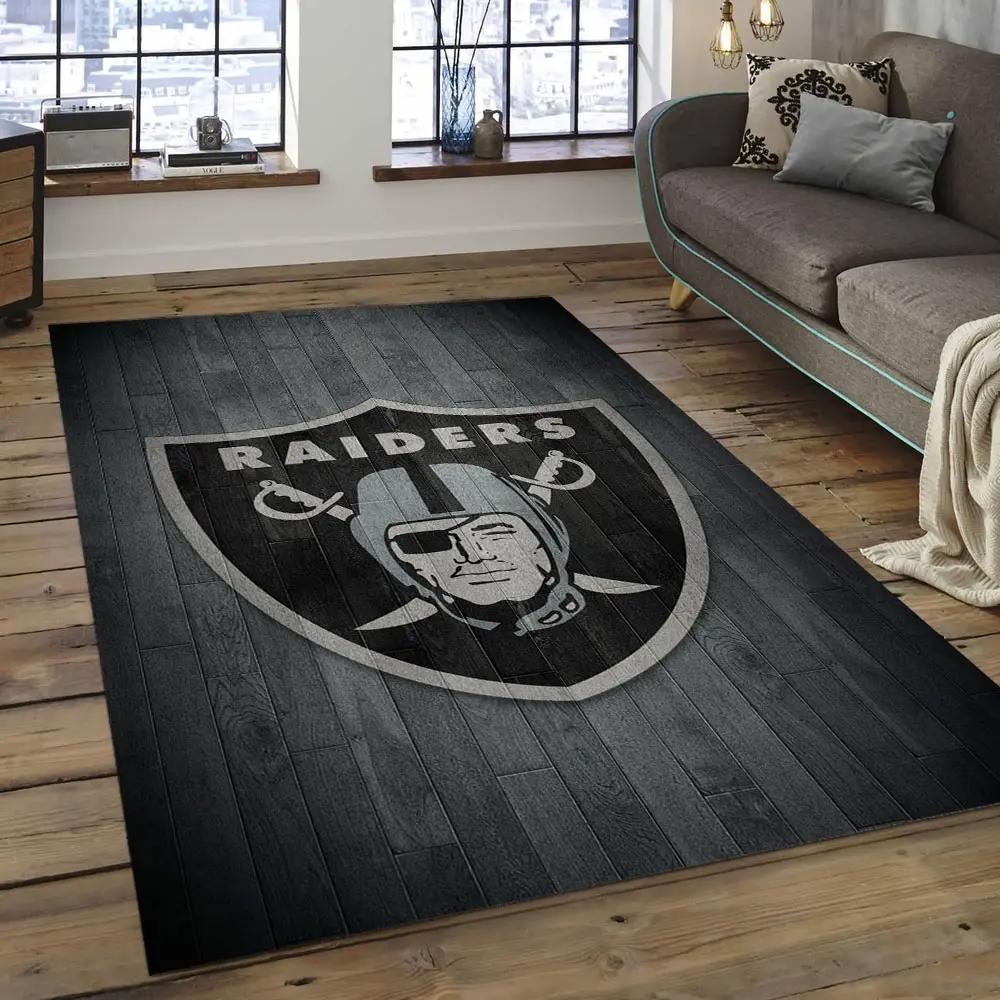 Nfl las vegas raiders football team logo rectangle area rug lvr25 Rectangle Rug