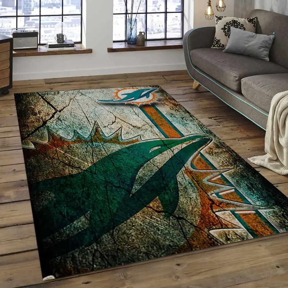 Nfl miami dolphins  football team logo rectangle area rug mmd17 Rectangle Rug