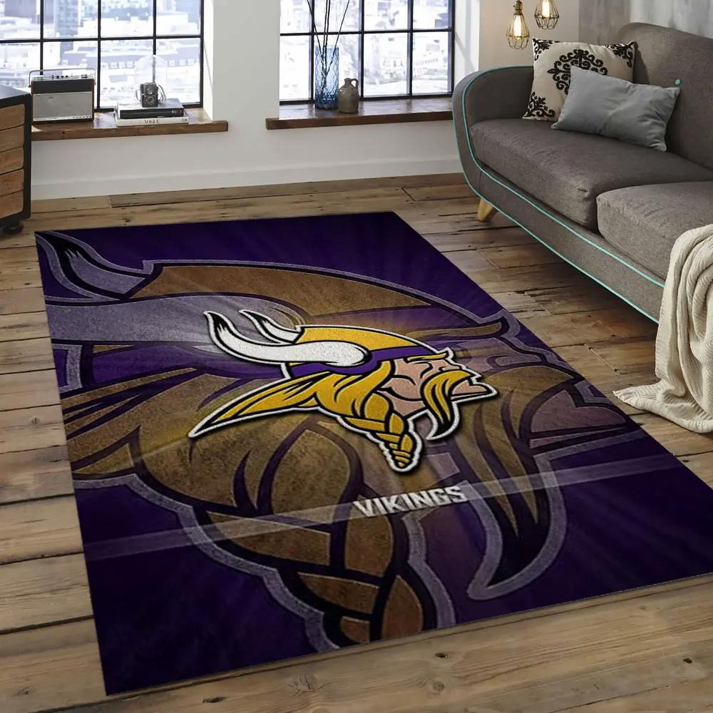 Nfl minnesota vikings football team logo rectangle area mv55 Rectangle Rug