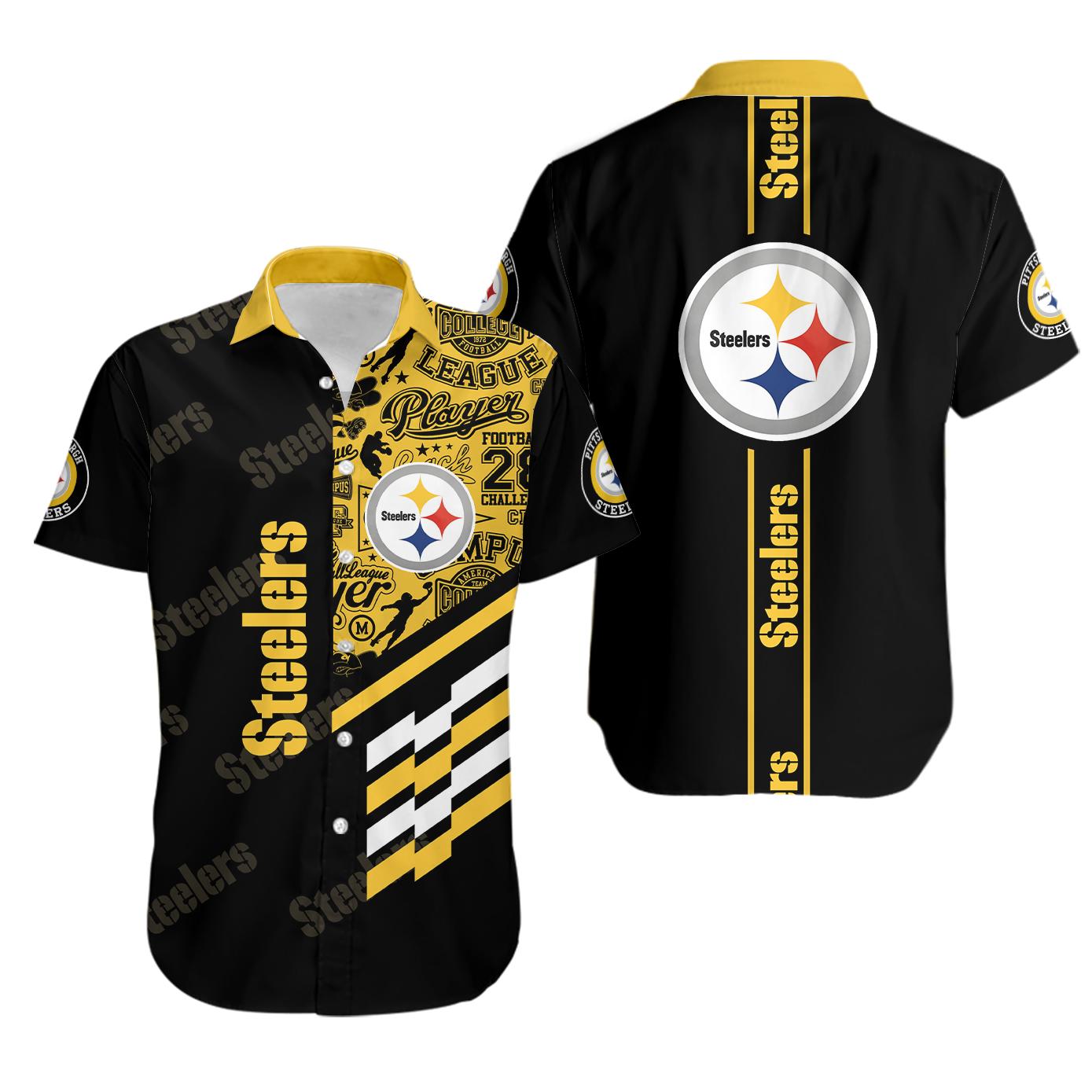 Nfl pittsburgh steelers black golden edition hawaiian shirt Hawaii Shirt Shorts & Flip Flops