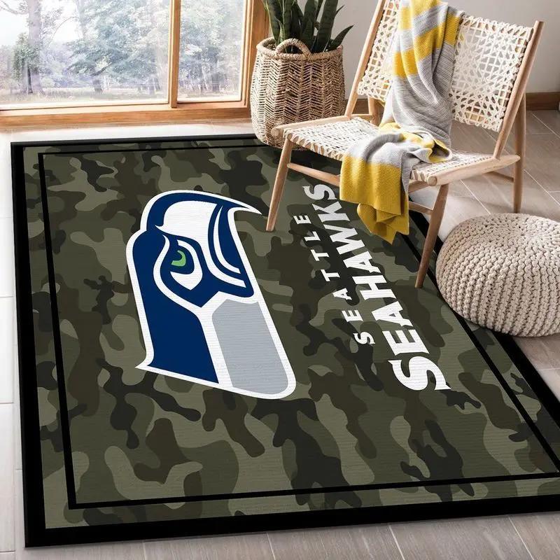 Nfl seattle seahawks football sport rug camo style living room area rug 24 Rectangle Rug