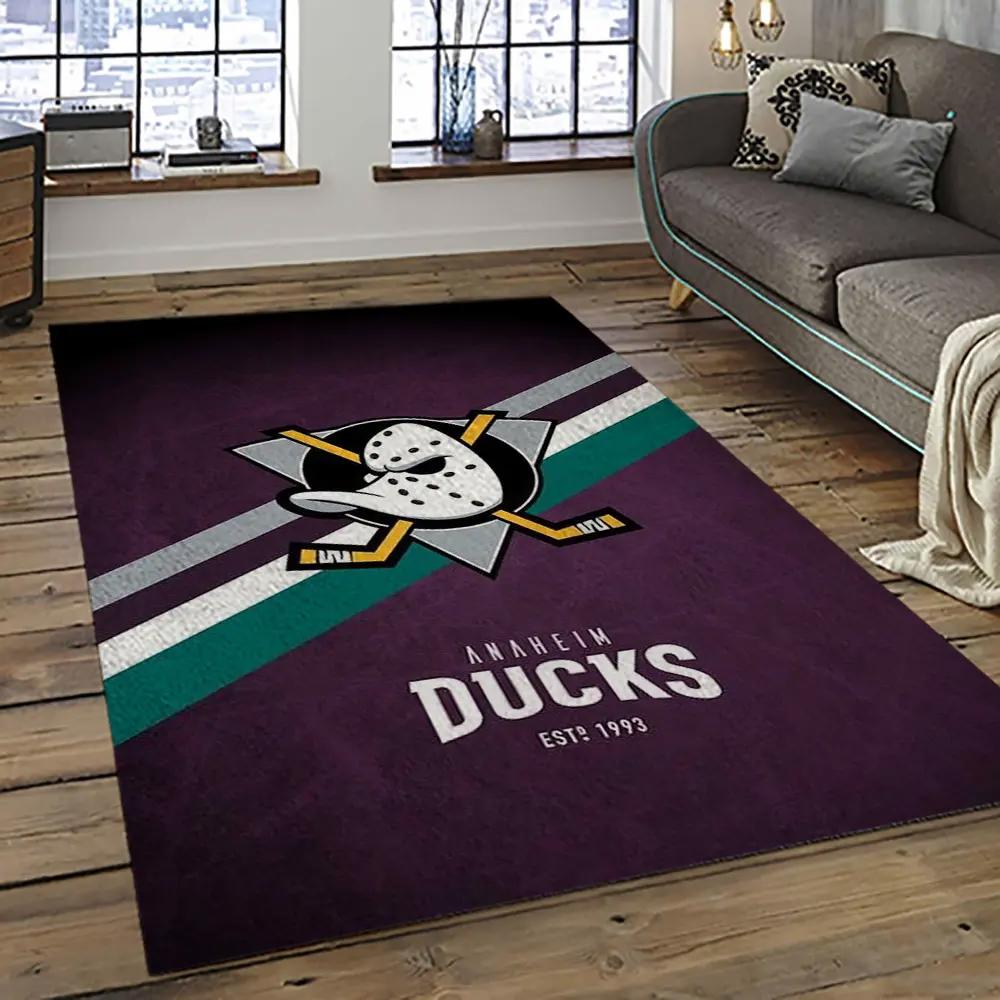 Nhl anaheim ducks ice hockey team logo sport carpet area rug home decor gift the ducks gift for fans gift for son ahd33 Rectangle Rug