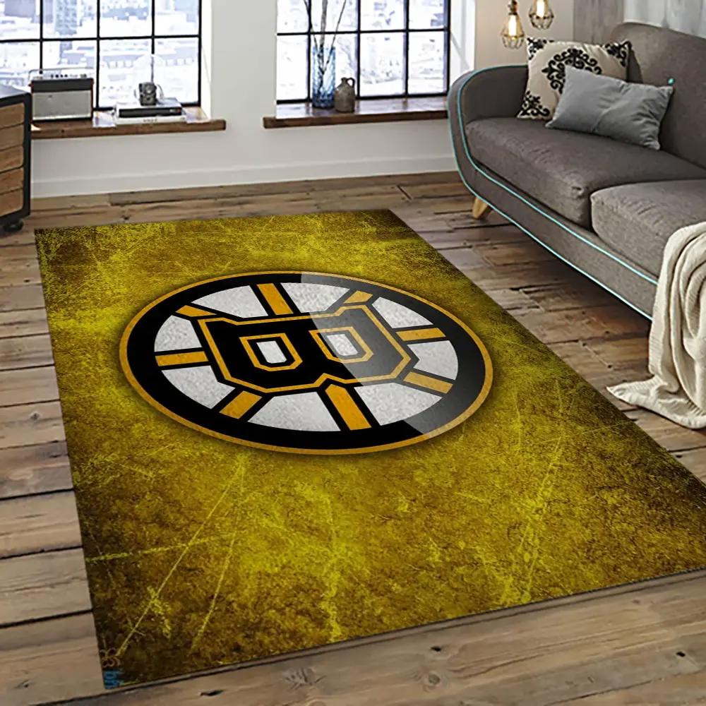 Nhl boston bruins hockey team logo sport carpet rectangle area rug for living room bb43 Rectangle Rug