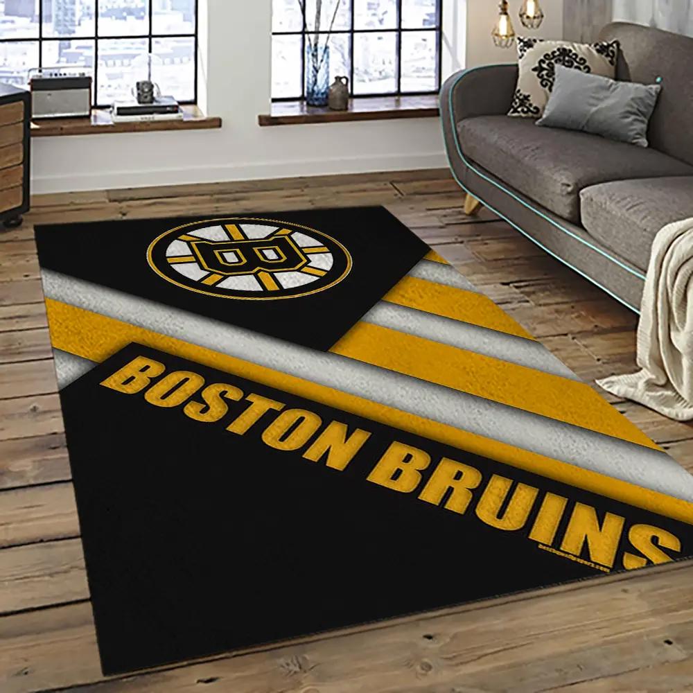 Nhl boston bruins hockey team logo sport carpet rectangle area rug for living room bb72 Rectangle Rug