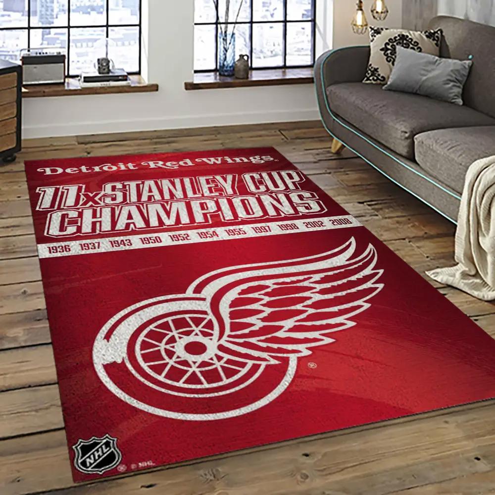 Nhl detroit red wings hockey team logo sport carpet rectangle area rug for living room drw18 Rectangle Rug
