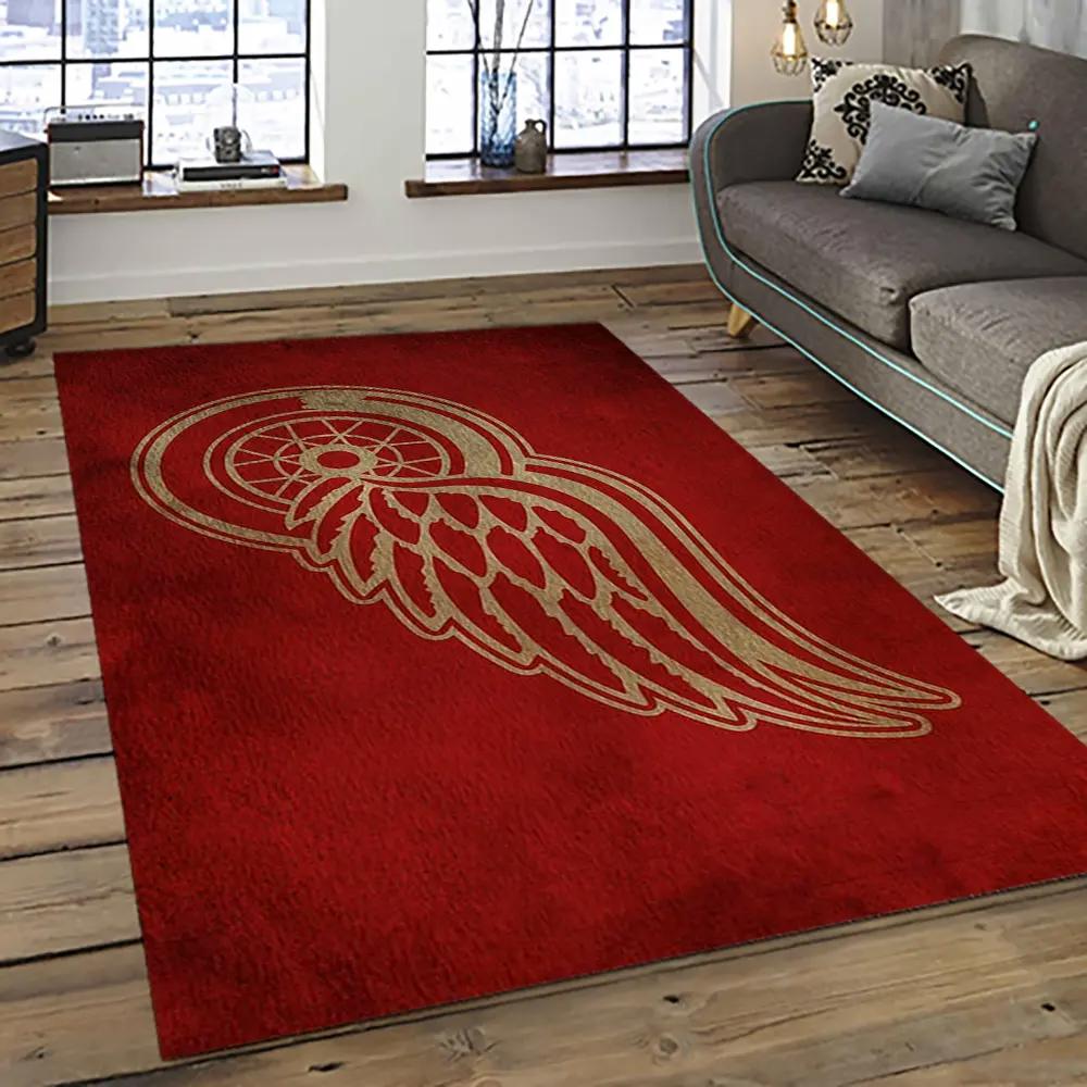 Nhl detroit red wings hockey team logo sport carpet rectangle area rug for living room drw61 Rectangle Rug