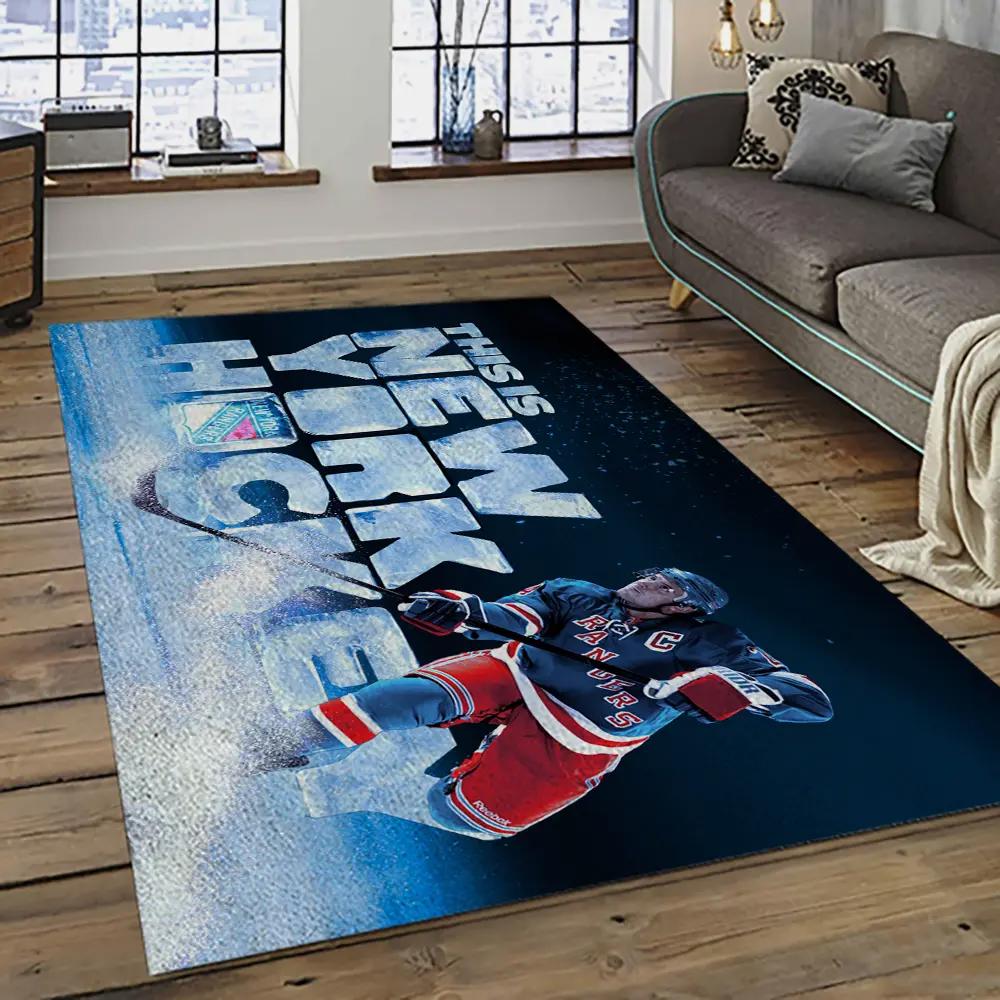 Nhl new york rangers hockey team logo sport carpet rectangle area rug for living room nyr26 Rectangle Rug