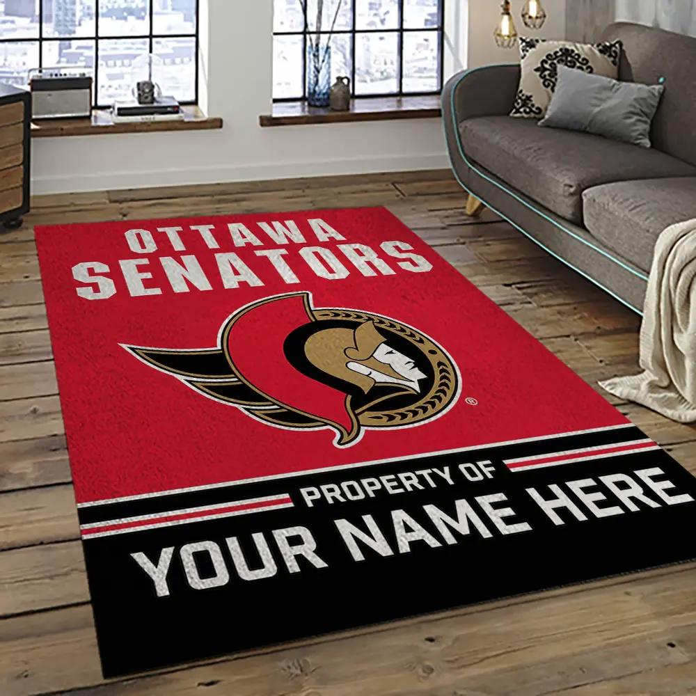 Nhl ottawa senators hockey team logo sport carpet rectangle area rug for living room os07 Rectangle Rug