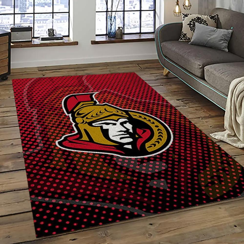 Nhl ottawa senators hockey team logo sport carpet rectangle area rug for living room os33 Rectangle Rug