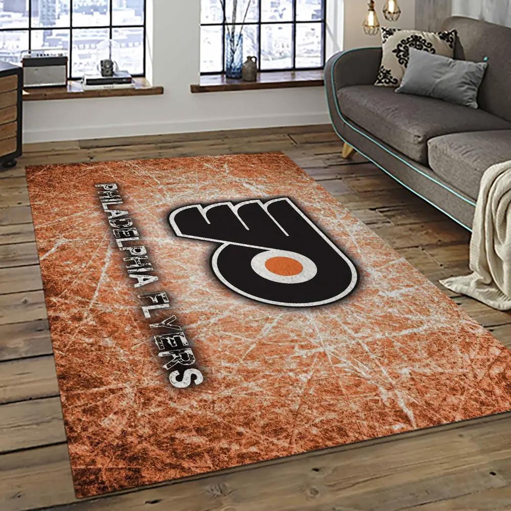 Nhl philadelphia flyers hockey team logo sport carpet rectangle area rug for living room pf33 Rectangle Rug