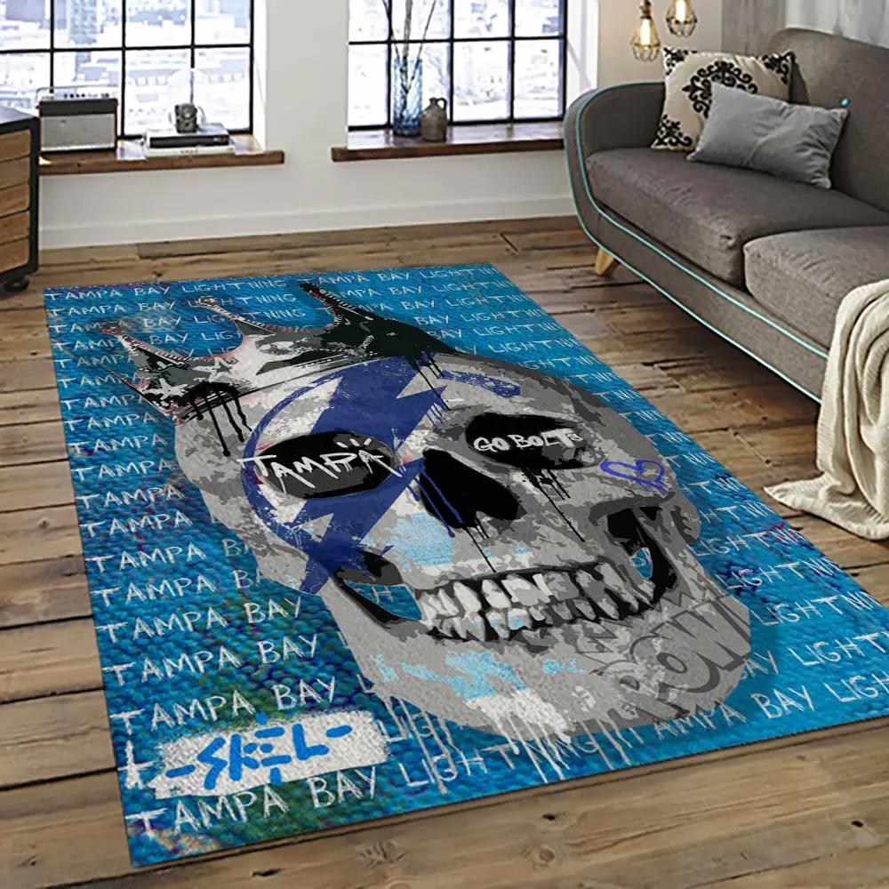Nhl tampa bay lightning hockey team logo sport carpet rectangle area rug for living room tbl05 Rectangle Rug