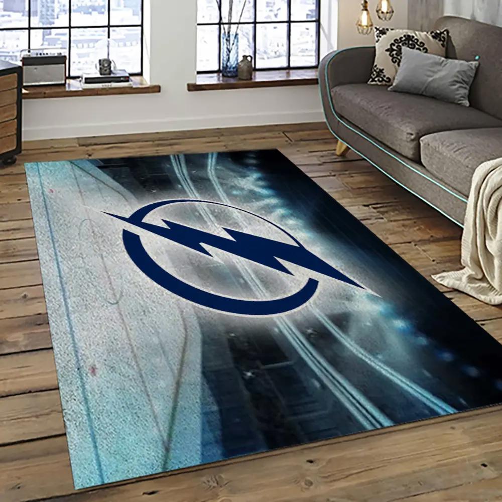 Nhl tampa bay lightning hockey team logo sport carpet rectangle area rug for living room tbl29 Rectangle Rug