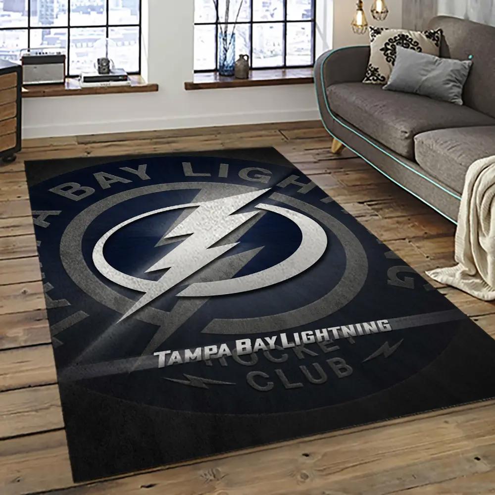 Nhl tampa bay lightning hockey team logo sport carpet rectangle area rug for living room tbl31 Rectangle Rug