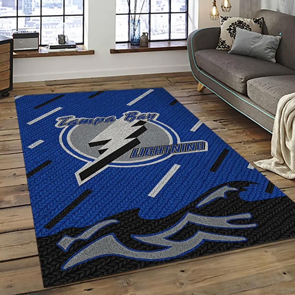 Nhl tampa bay lightning hockey team logo sport carpet rectangle area rug for living room tbl36 Rectangle Rug