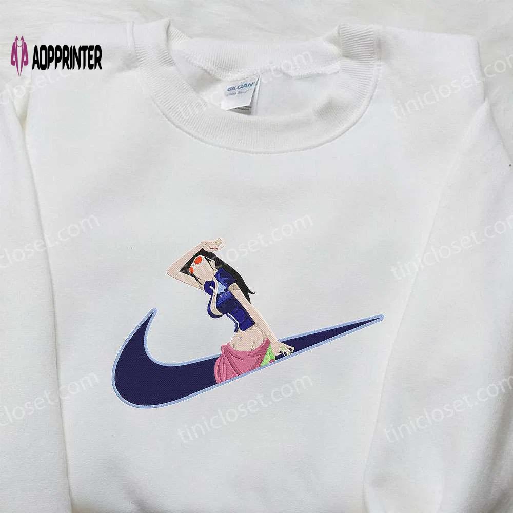 Nico robin x nike swoosh anime hoodie: one piece embroidered shirt & nike inspired tee Embroidered Shirt