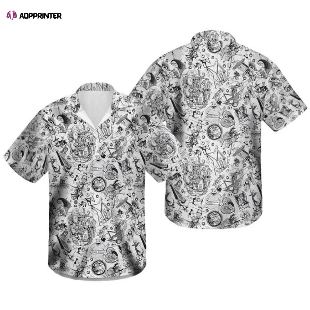 Nightmare sketches disney halloween inspired hawaiin shirt Hawaii Shirt