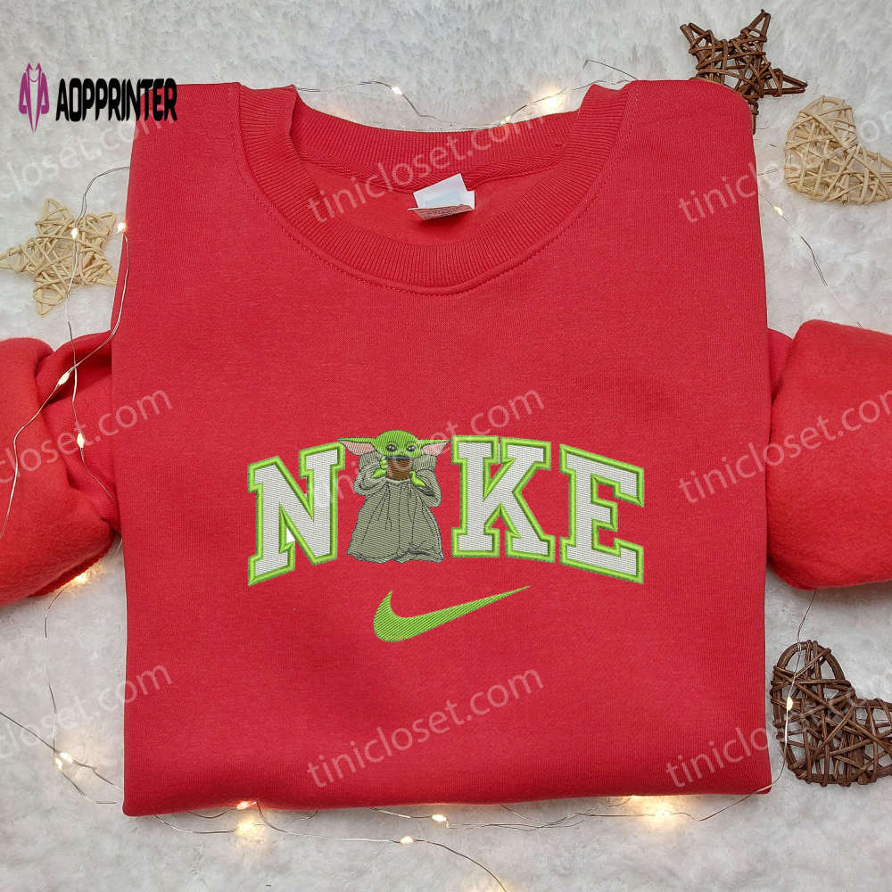 Nike baby yoda woman embroidered shirt – star wars swoosh tee Embroidered Shirt