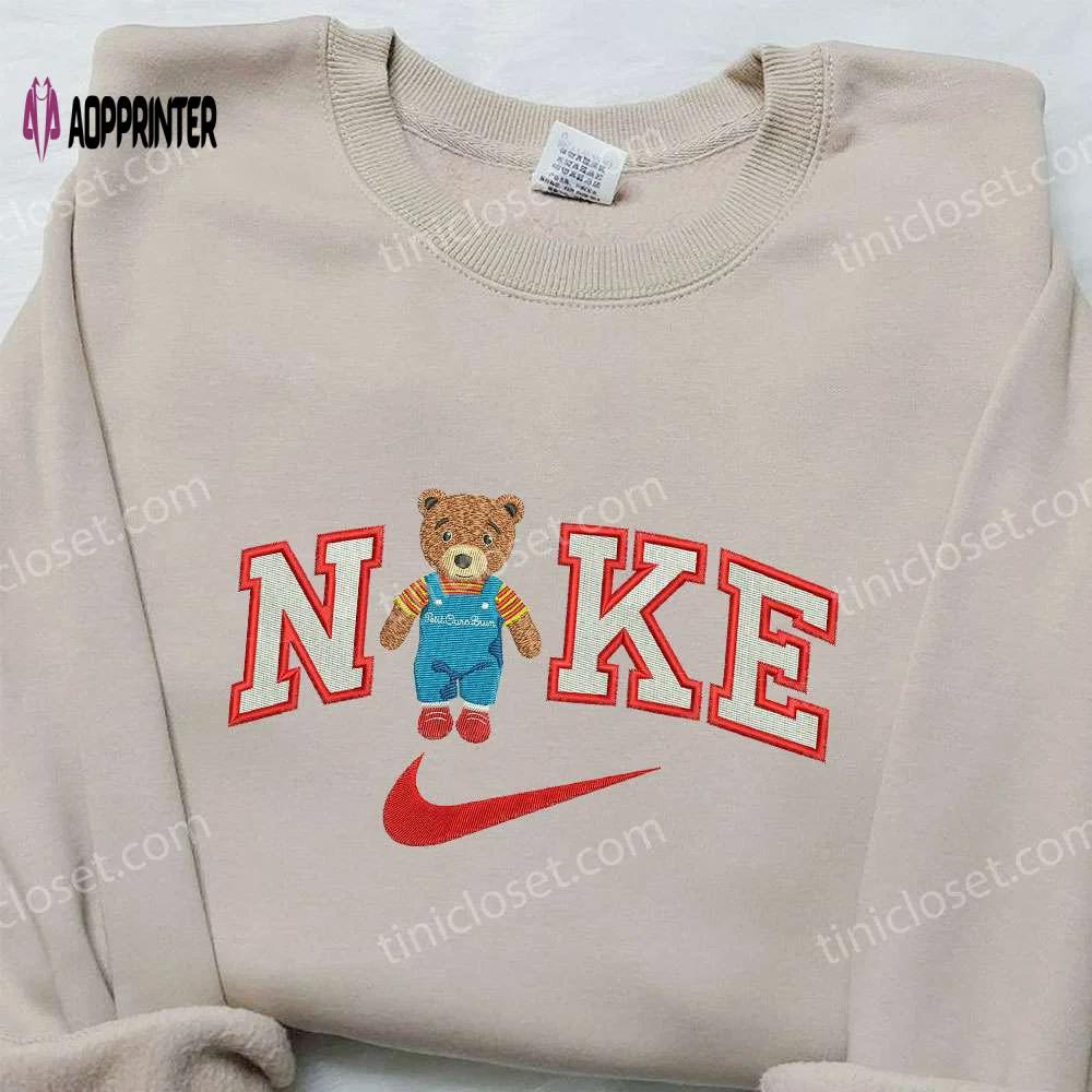Nike embroidered petit ours brun sweatshirt – animal shirt for best birthday gifts Embroidered Shirt