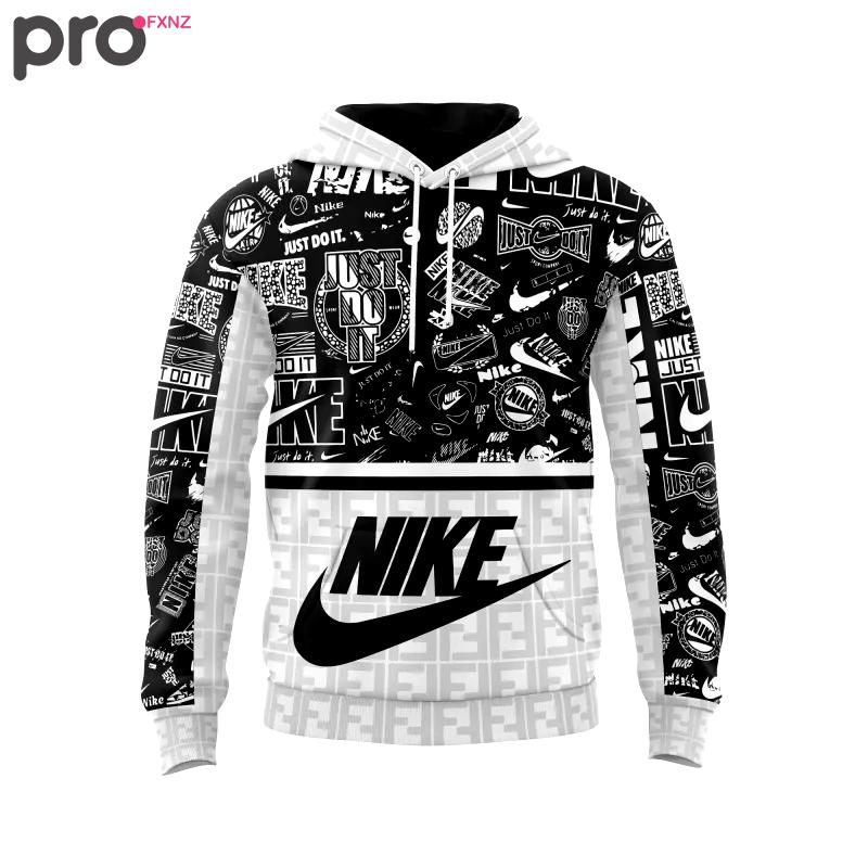 Nike fendi just do it black white unisex hoodie outfit for men women luxury brand clothing special gift Hoodie 3D