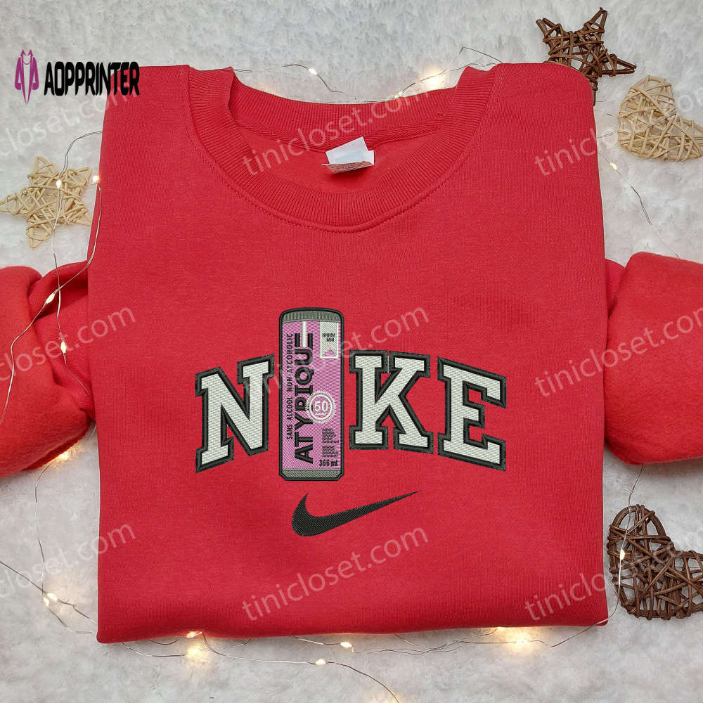 Nike x atypique alcohol embroidered shirt – stylish nike and drink inspired design Embroidered Shirt