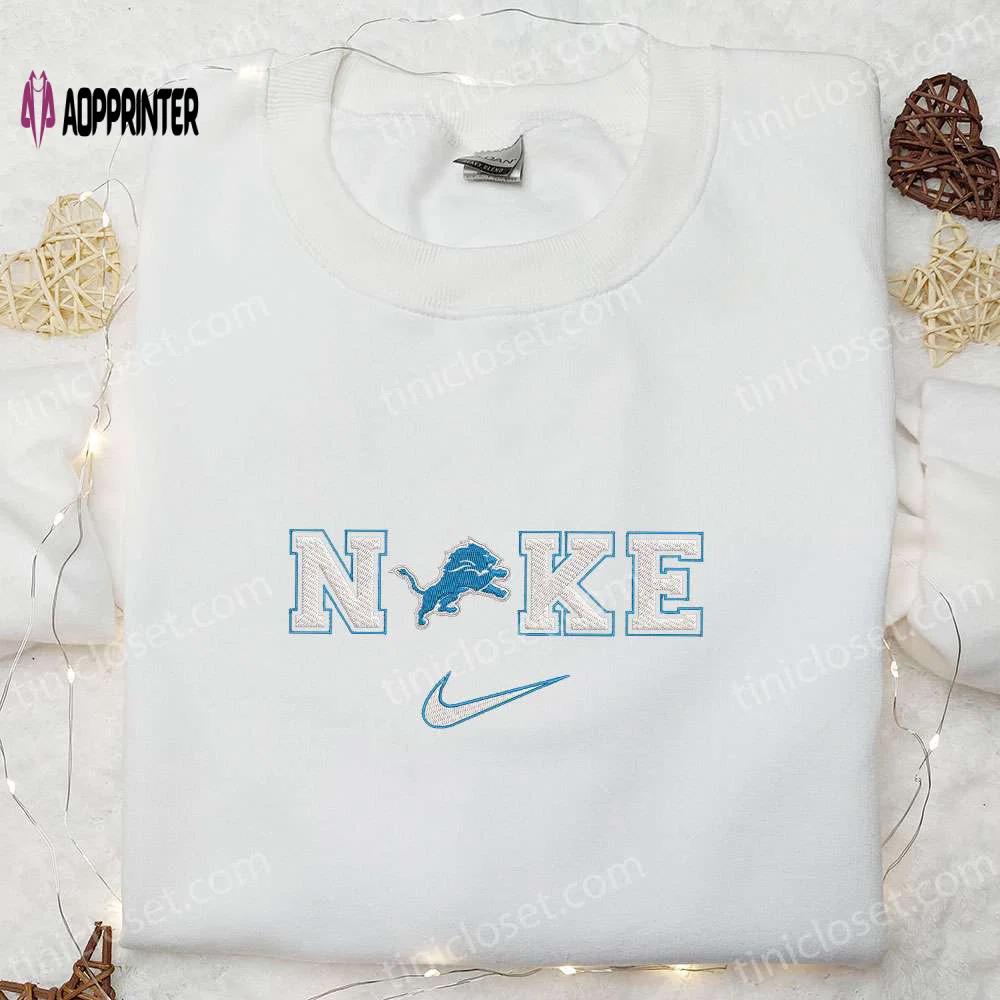 Nike x detroit lions logo embroidered shirt: authentic nfl sports apparel with nike inspiration Embroidered Shirt
