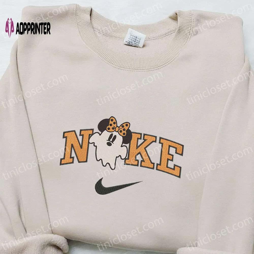 Nike x ghost minnie mouse halloween embroidered shirt: disney inspired unique design Embroidered Shirt