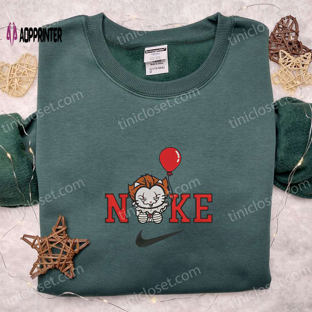 Nike x hello kitty pennywise embroidered shirt – spooky spirit halloween t-shirt & funny hoodie Embroidered Shirt
