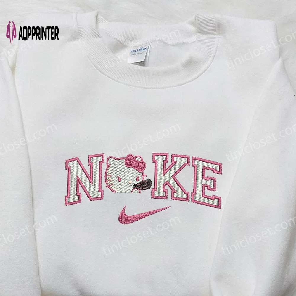 Nike x kitty embroidered shirt: unique nike inspired design perfect family gift Embroidered Shirt