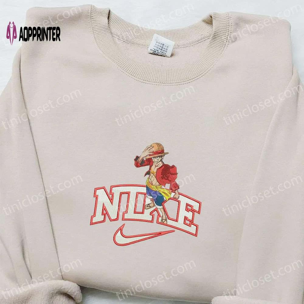 Nike x monkey d luffy anime embroidered sweatshirt & t-shirt – best birthday gift ideas Embroidered Shirt