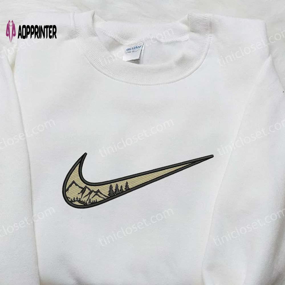 Nike x mountain scenery embroidered shirt: nature-inspired nike shirt Embroidered Shirt