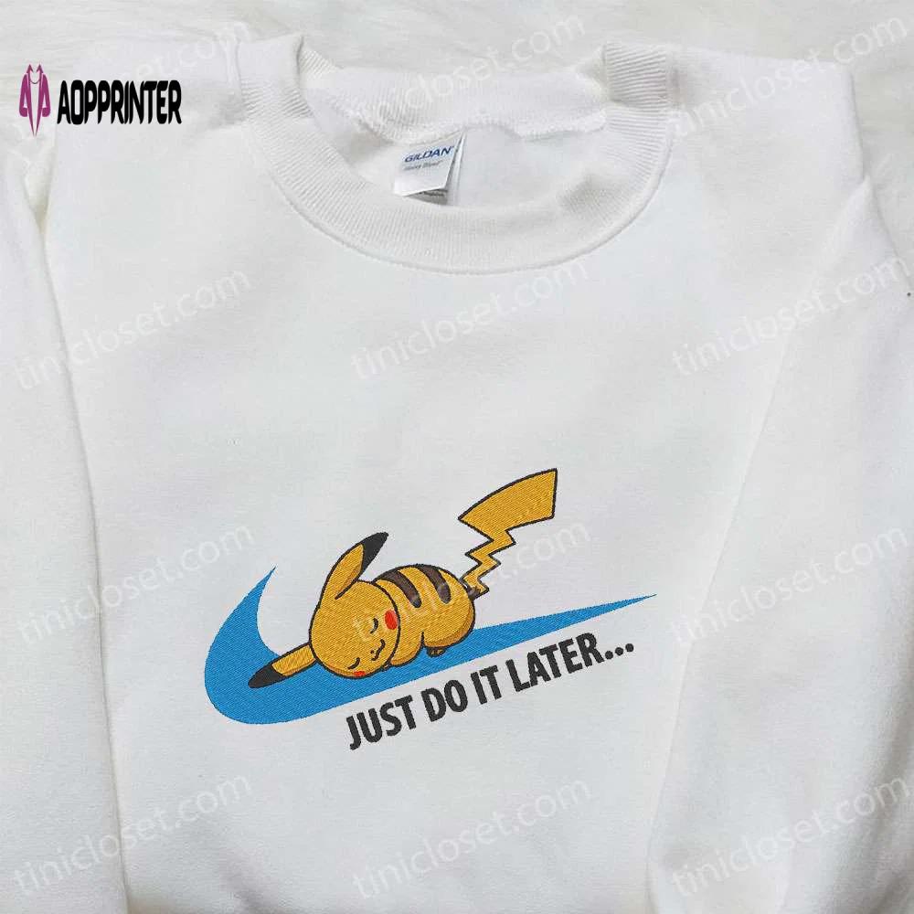 Nike x pikachu anime embroidered shirt pokemon inspired t-shirt Embroidered Shirt