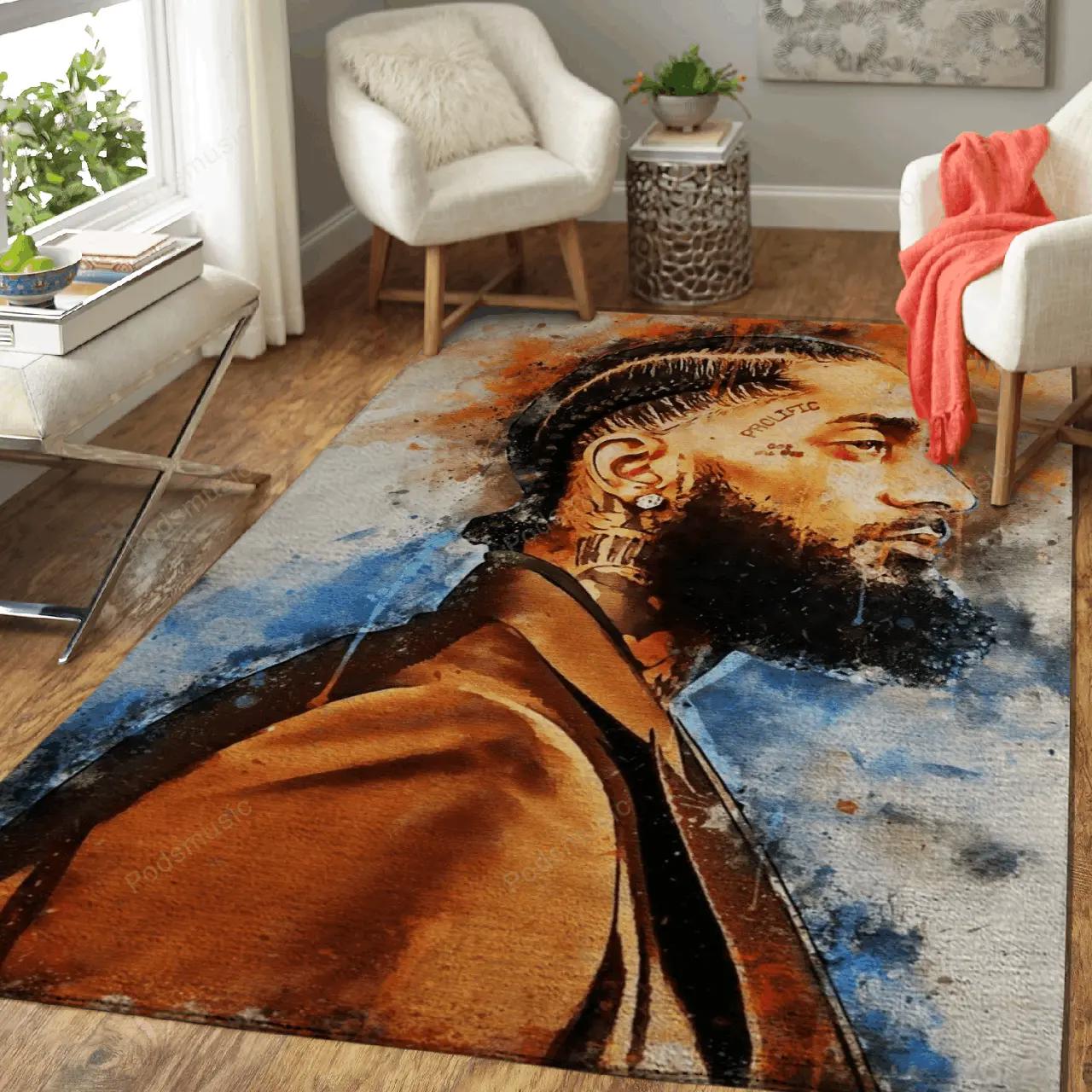Nipsey hussle rapper music world art for fans area rug living room carpet rug regtangle carpet floor decor home decor Rectangle Rug