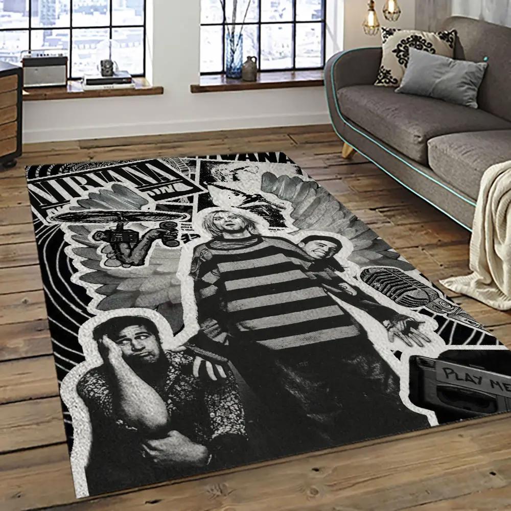Nirvana rock band punk rock music retangle carpet area rug home decor best gift for fan and friends nv51 Rectangle Rug