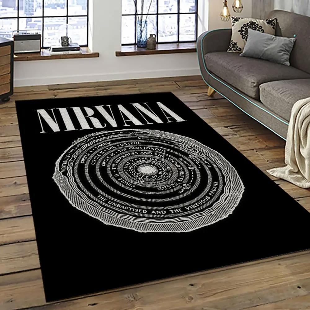 Nirvana rock band punk rock music retangle carpet area rug home decor best gift for fan and friends nv6 Rectangle Rug