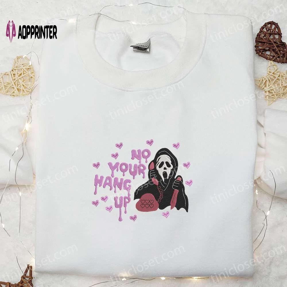 No you hang up ghost embroidered sweatshirt: spooky hoodie best halloween gifts for family Embroidered Shirt