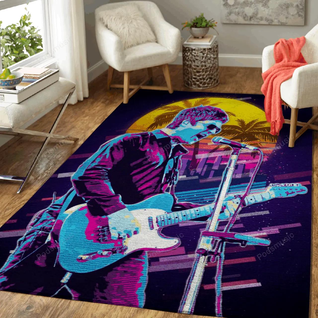 Noel gallaghers oasis artwork music synthwave 80s art for fans area rug living room carpet rug regtangle carpet floor decor home decor Rectangle Rug
