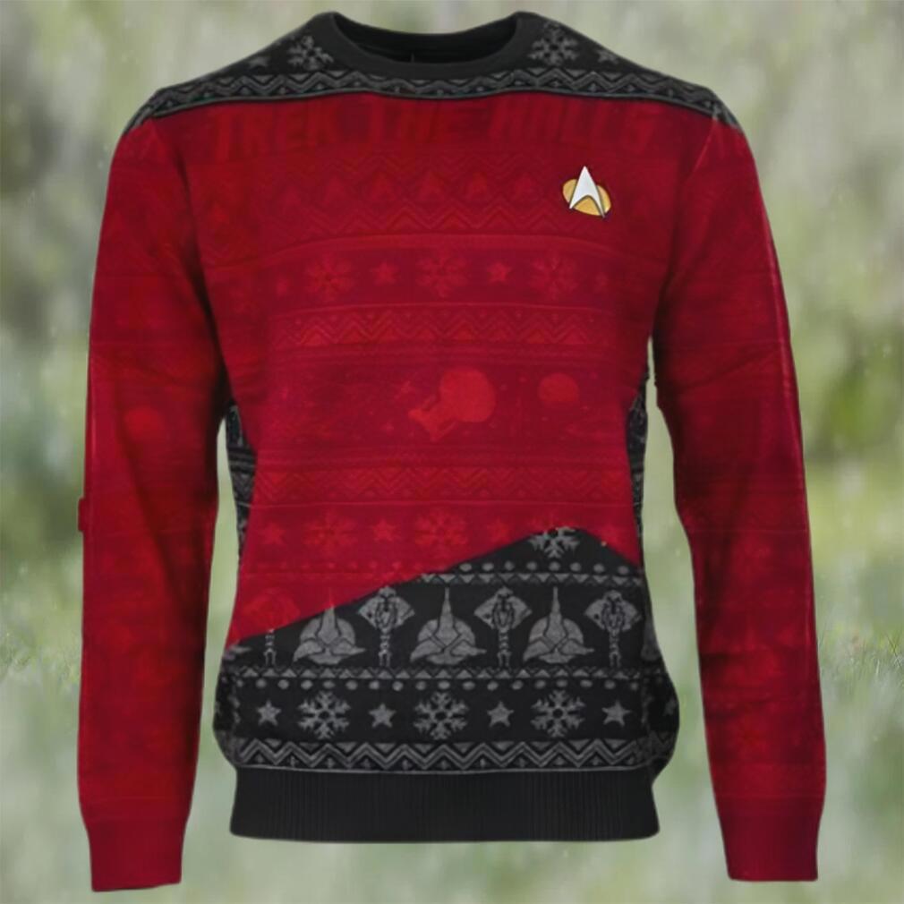 Official star trek trek the halls ugly christmas sweater red Christmas Ugly Sweater