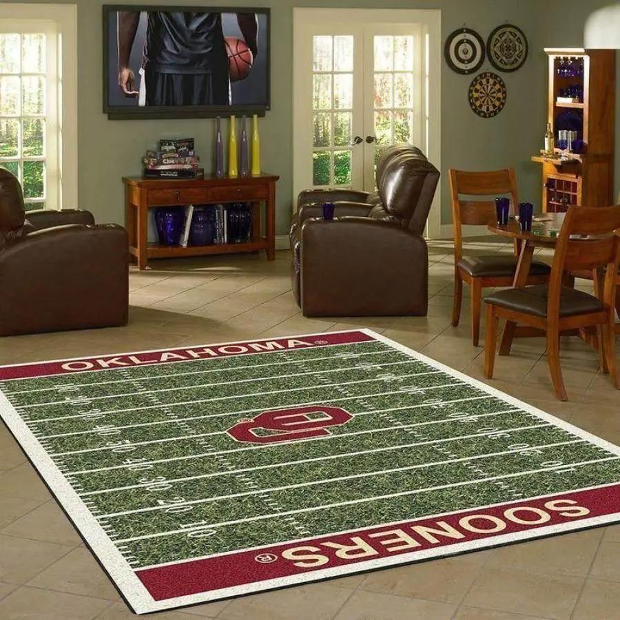 Oklahoma sooners home decor ncaa team logo carpet rug living room 20030473 Rectangle Rug