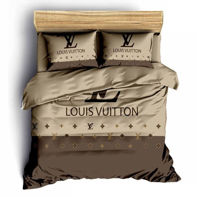 Ouis vuitton brown luxury brand fashion premium bedding set bedspread duvet cover set Bedding Sets
