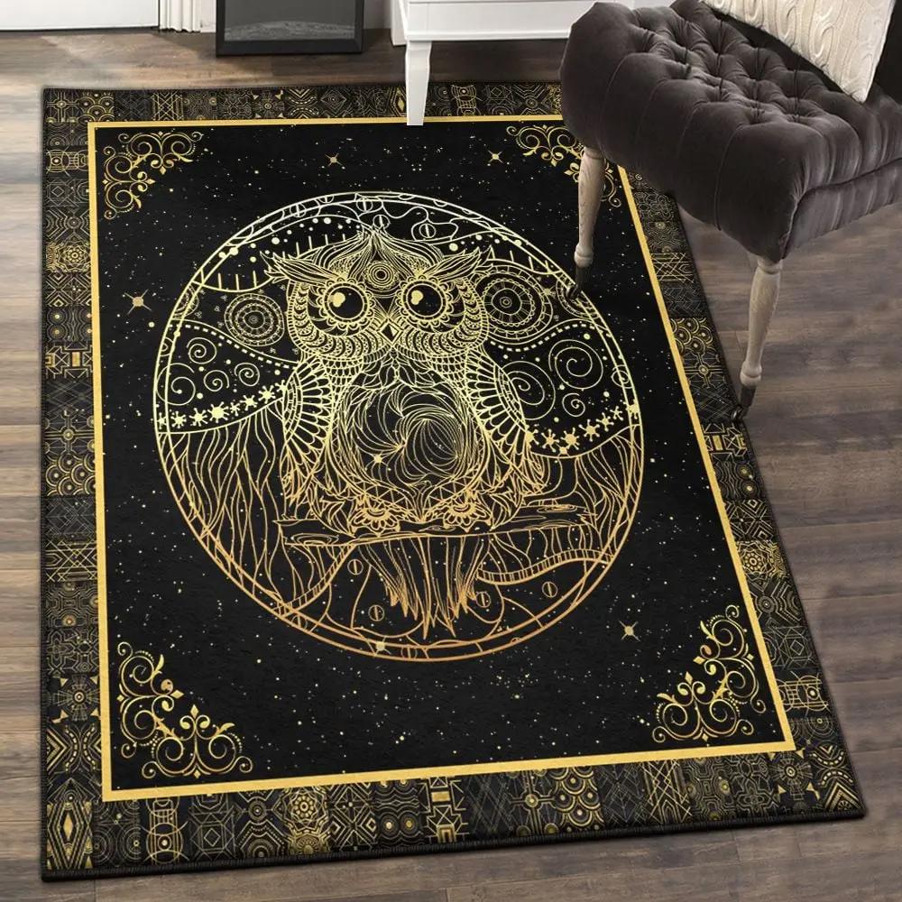 Owl art area rugs for living room, owl rug Rectangle Rug