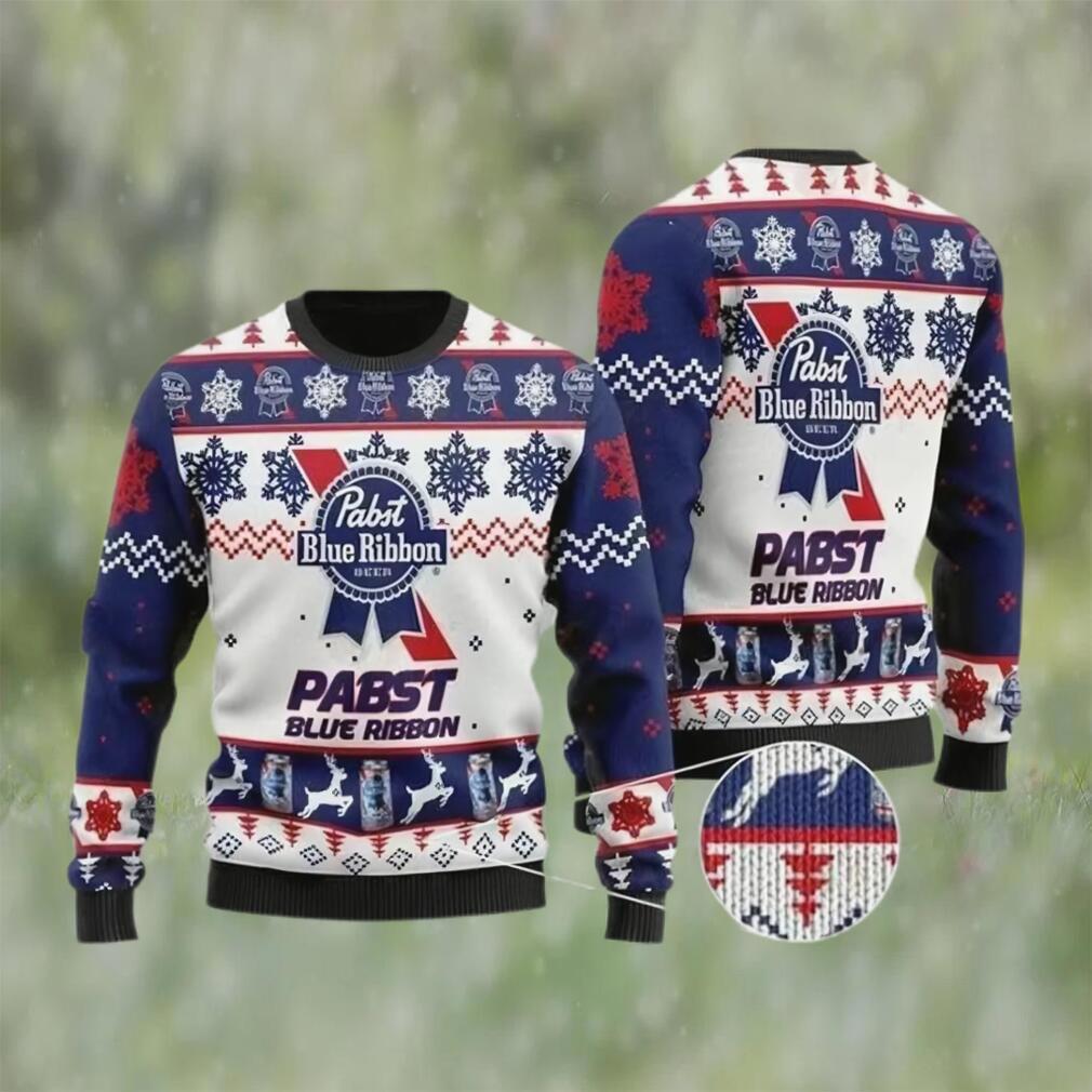 Pabst blue ribbon beer ugly christmas sweater, faux wool sweater, gifts for beer lovers, international beer day, best christmas gifts for 2022 ? prinvity Christmas Ugly Sweater