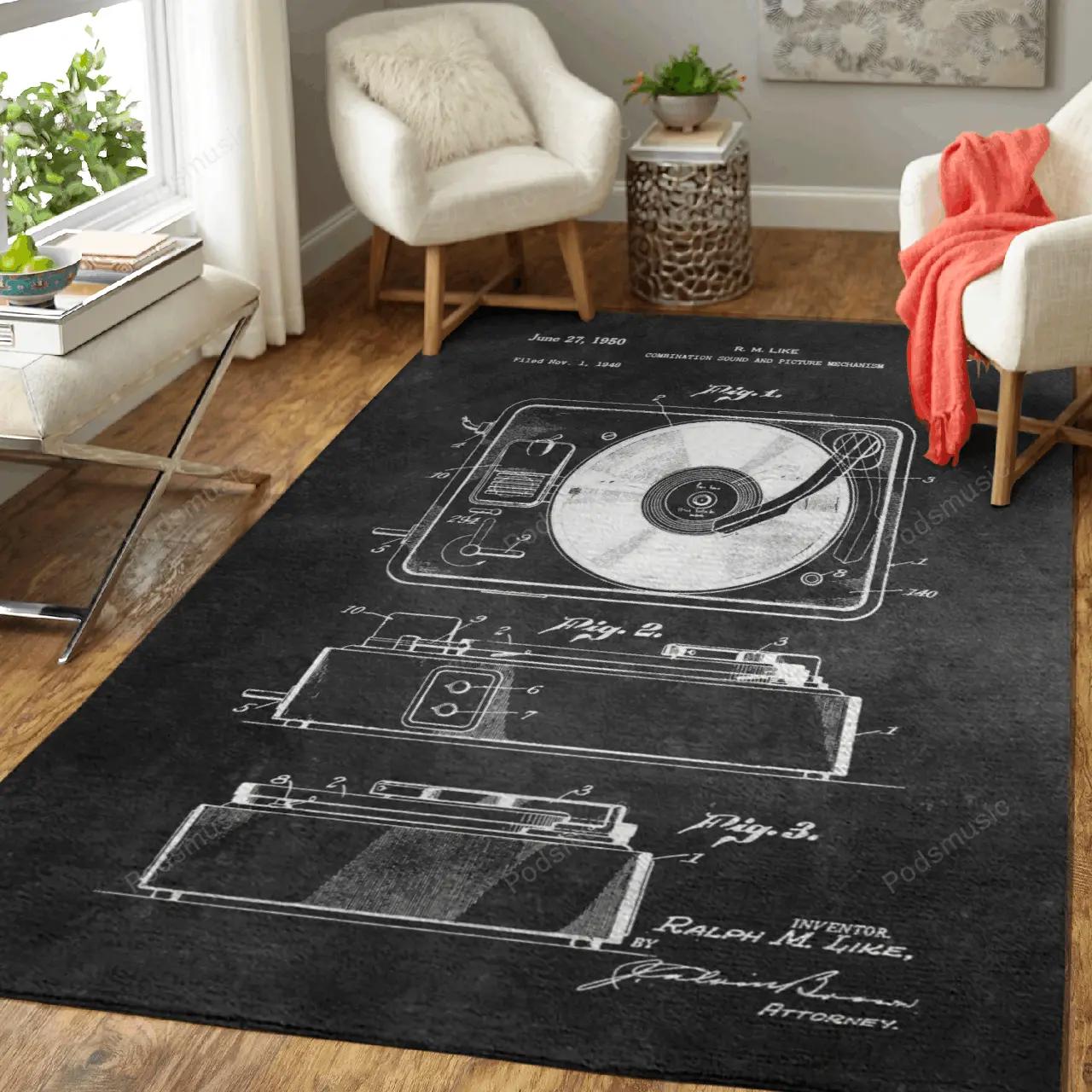 Patent art like combinatio patents music art for fans area rug living room carpet rug regtangle carpet floor decor home decor Rectangle Rug