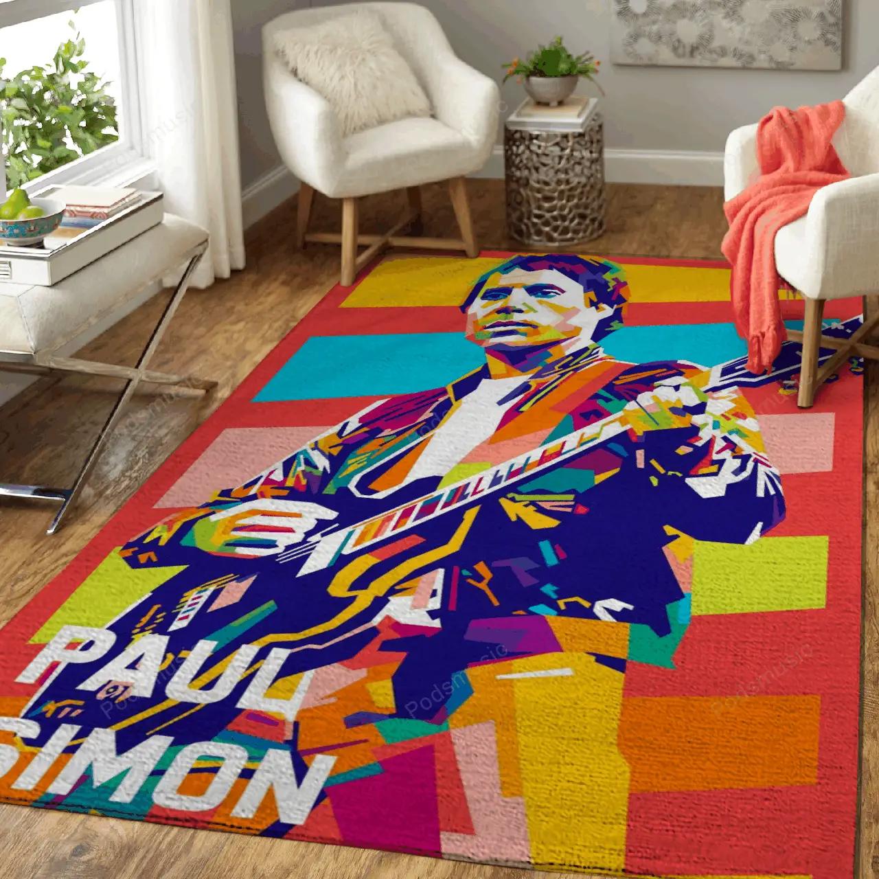 Paul simon guitarist music musician pop art art for fans area rug living room carpet rug regtangle carpet floor decor home decor Rectangle Rug