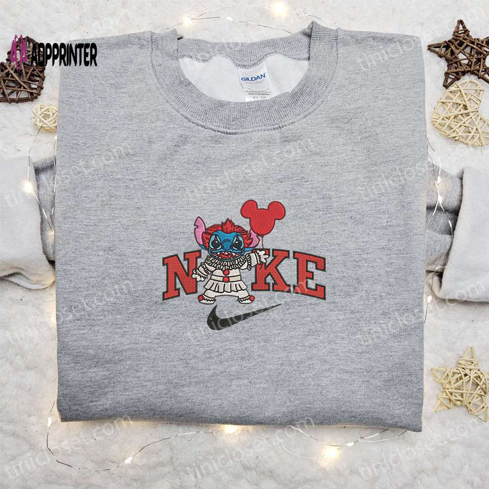 Pennywise halloween x nike embroidered sweatshirt: scary movie shirt & best halloween gift Embroidered Shirt