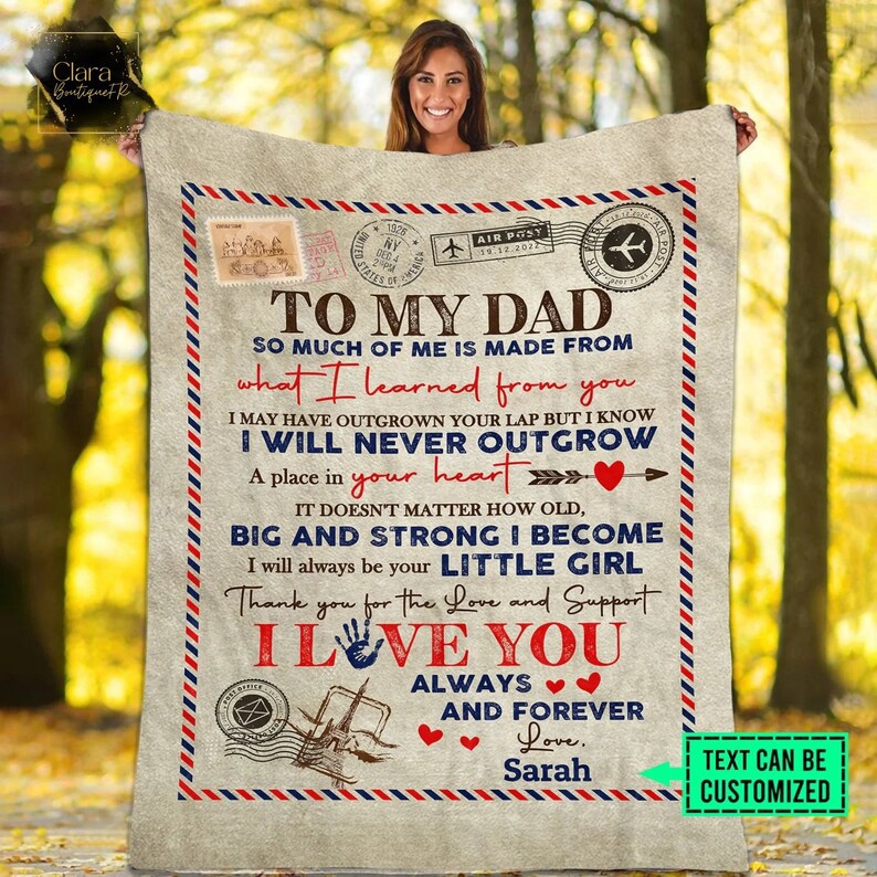 Personalized airmail letter from daughter to my dad so much of me is made what i learned from you fleece blanket, mink sherpa blanket Quilt Blanket