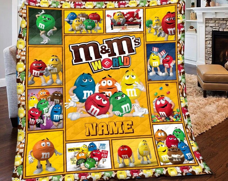 Personalized m and m blanket, m&m's world fleece blanket, m and m candy couch sofa blanket, m and m birthday gifts, m and m gifts for kids Quilt Blanket