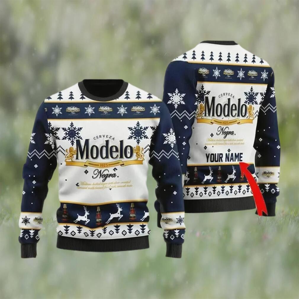 Personalized modelo beer ugly christmas sweater, faux wool sweater, gifts for beer lovers, international beer day, best christmas gifts for 2022 ? prinvity Christmas Ugly Sweater
