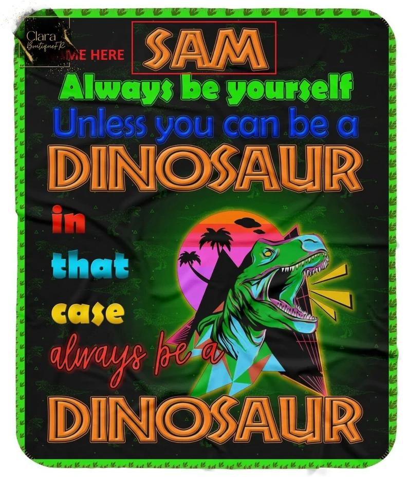 Personalized name dinosaur blanket gift for baby fleece blanket, mink sherpa blanket, dinosaur blanket, baby blanket, gift for baby Quilt Blanket